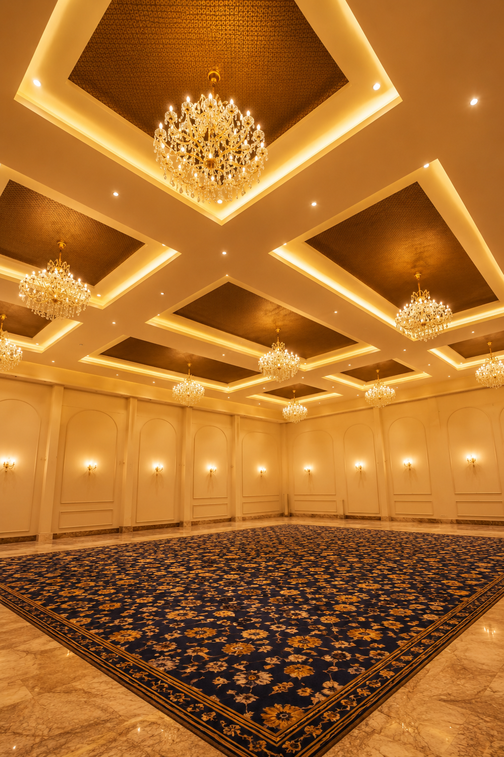 Wedding Resort in Jaipur - Sahibs Rajbagh Resort grand banquet hall with chandeliers