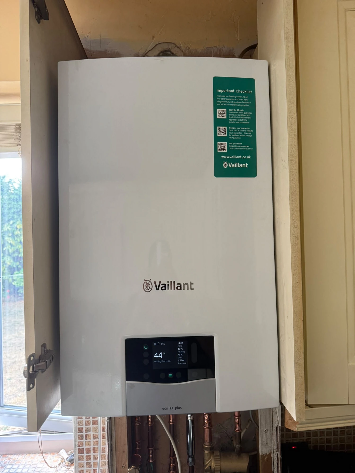 Vaillant ecoTEC plus boiler installed by Sanger Gas & Heating