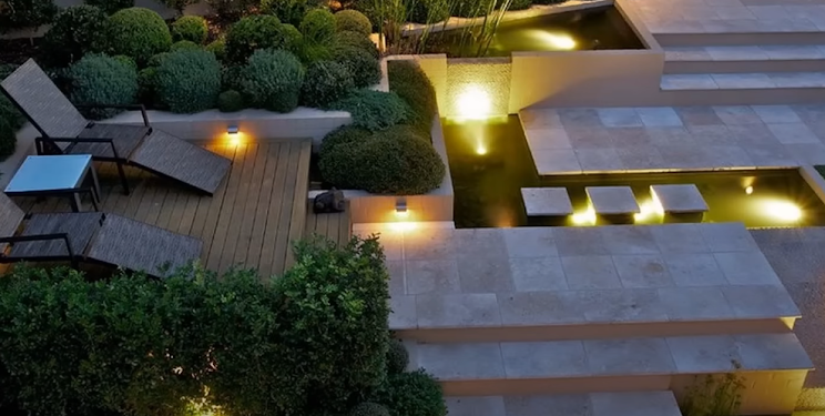 Manicured lawn with stepping stone path