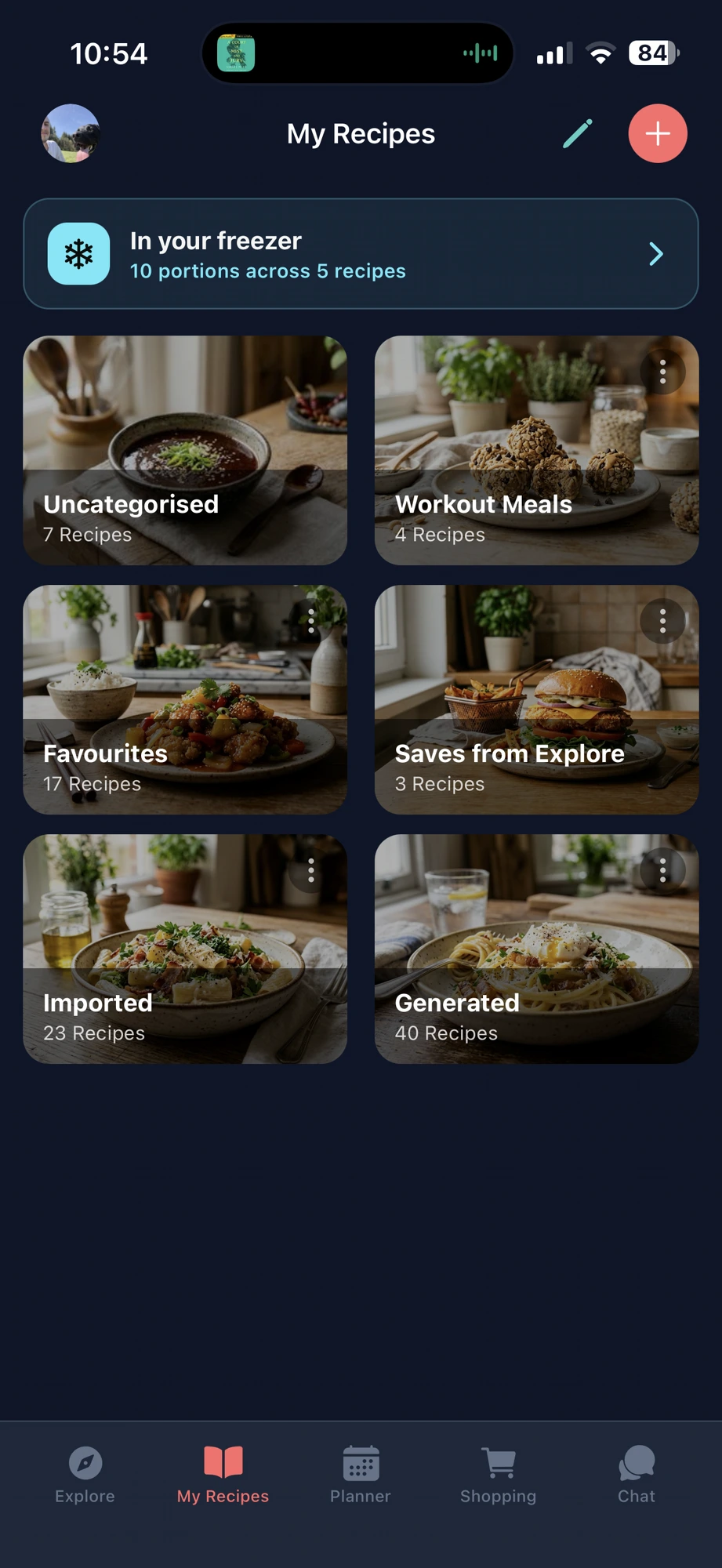 Stir My Recipes folders and freezer tracker