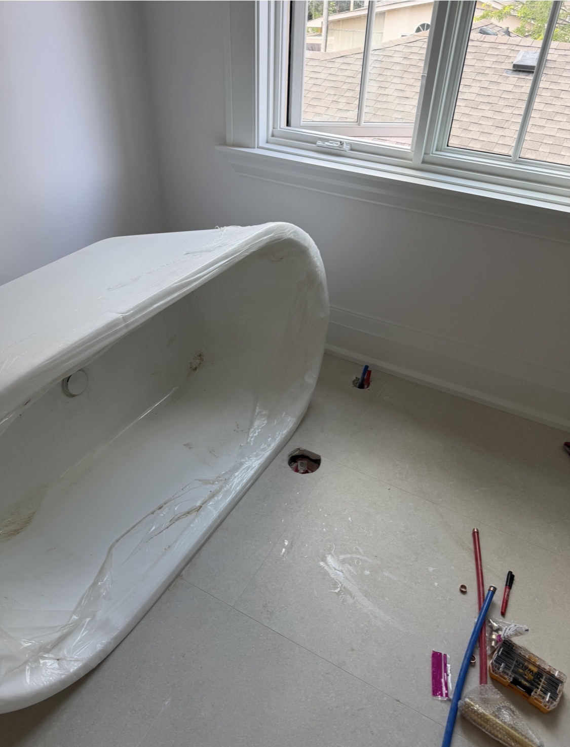 Freestanding Tub & Faucet Install before