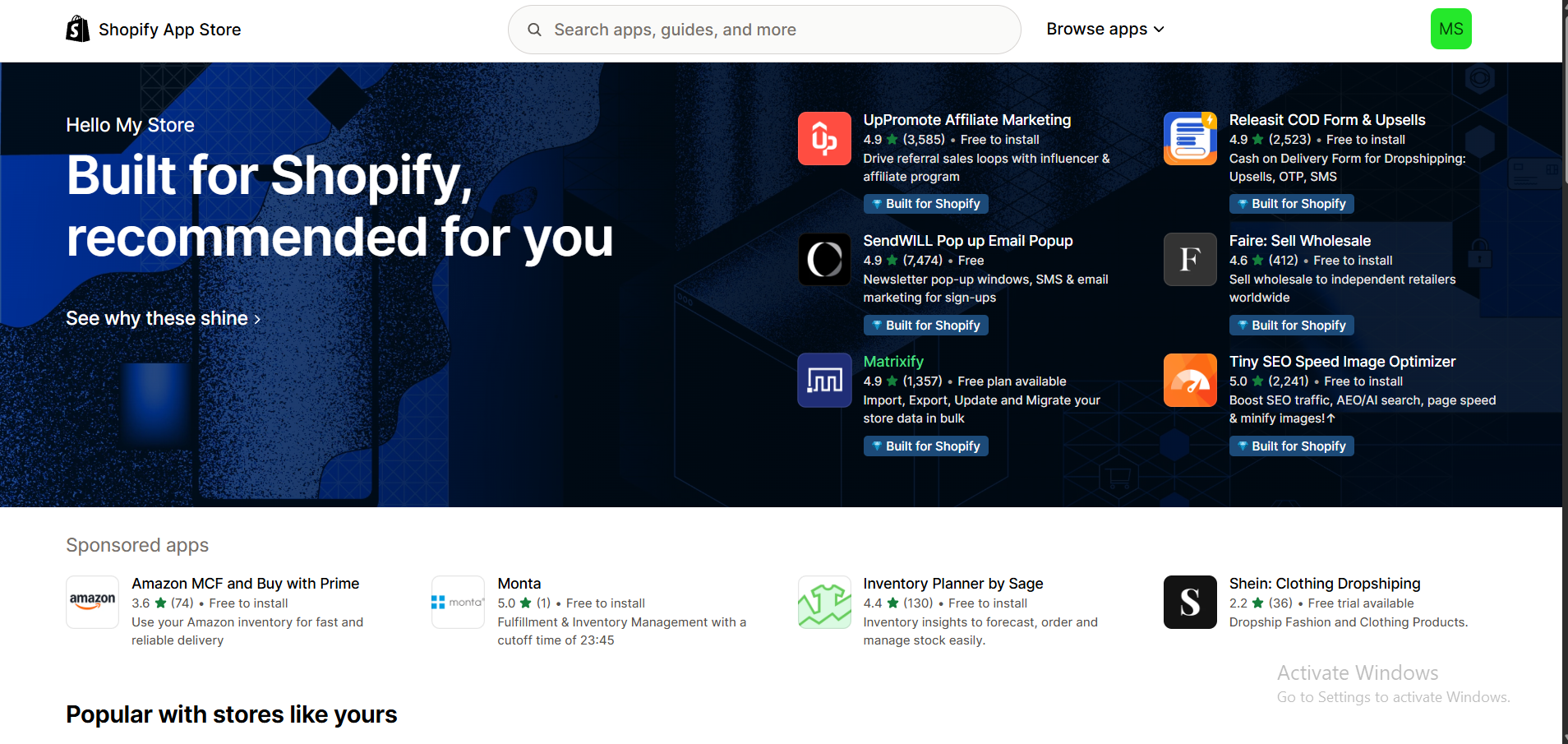 Shopify App Store recommendations