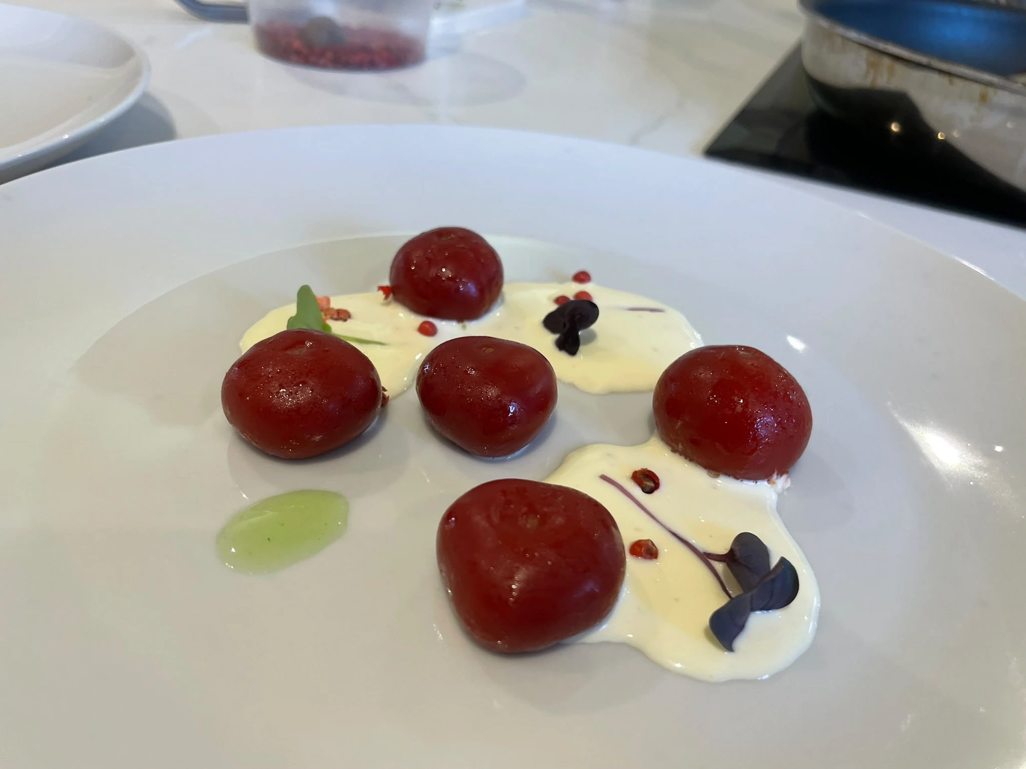 Plated berry dessert