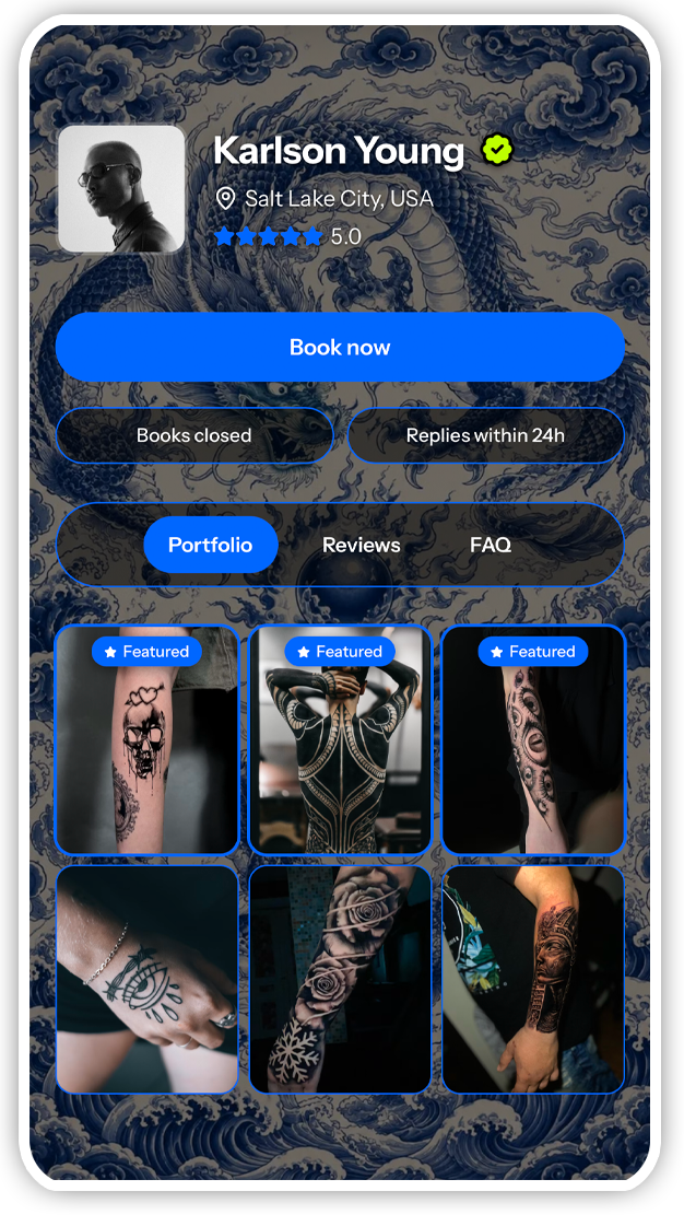 Example Tattou artist profile