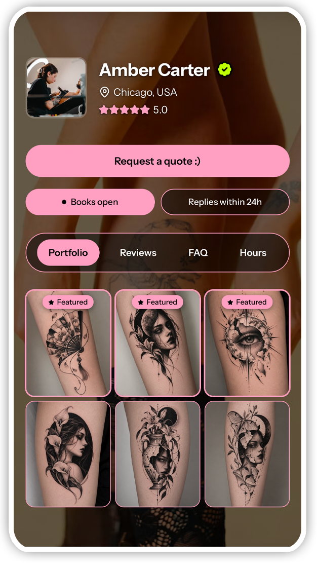 Example Tattou artist profile