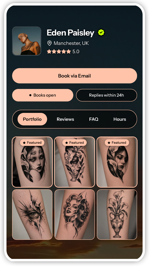 Example Tattou artist profile