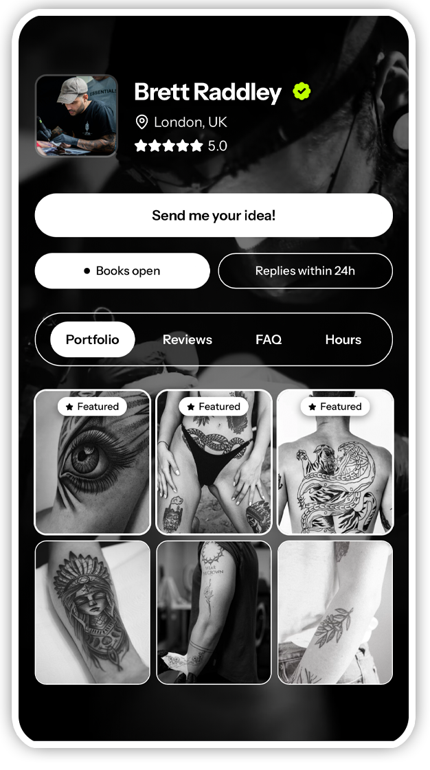 Example Tattou artist profile