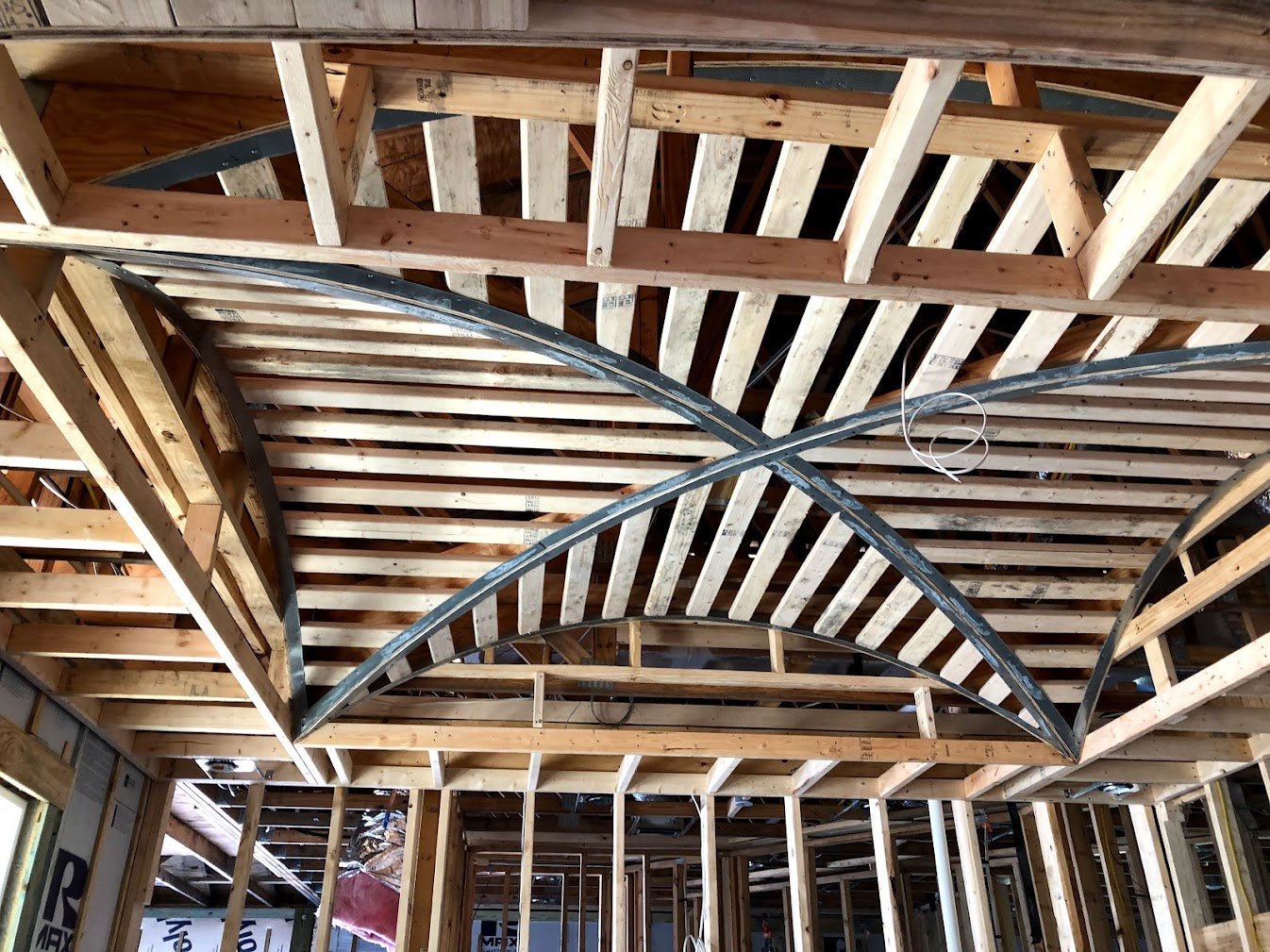 Framing for a groin-vault ceiling in a custom home, Tampa Bay