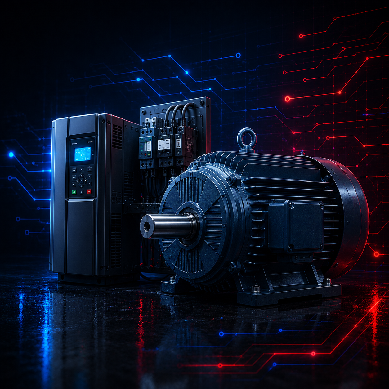Industrial electric motor and motor control equipment
