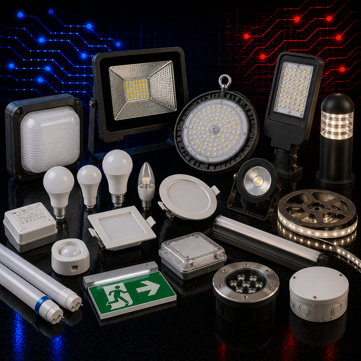 LED, industrial, flood, emergency, outdoor and general lighting products