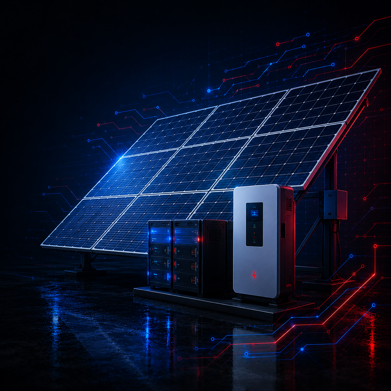 Solar panels, inverter and energy storage equipment