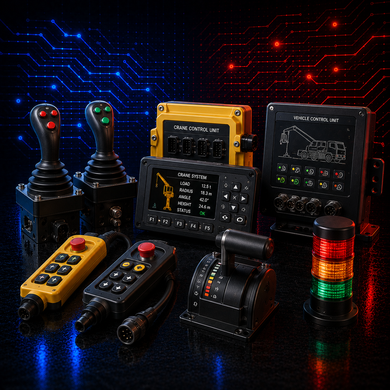 Industrial crane and vehicle control equipment