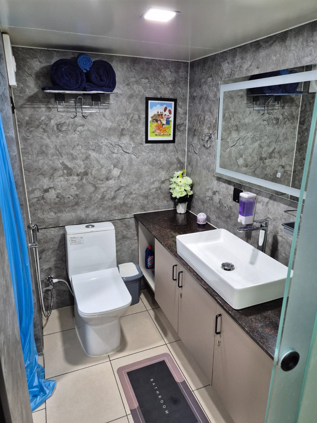 CS25 Capsule Suite private bathroom — hospitality-grade fittings inside a modular accommodation unit