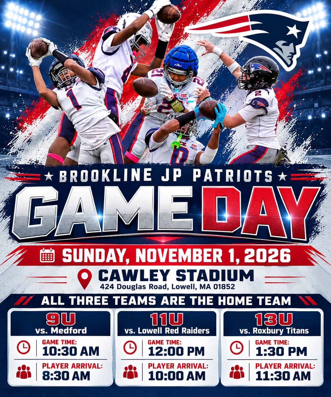 Game Day — Sunday, November 1 · Cawley Stadium · All Three Teams Are the Home Team graphic 1 of 1