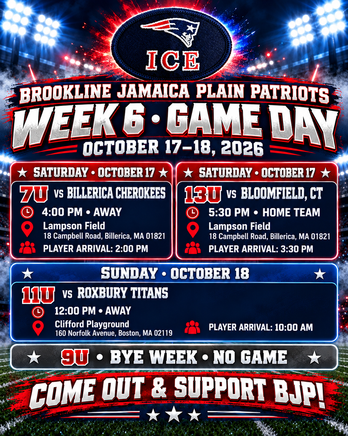 Week 6 Game Day — Saturday & Sunday, October 17–18 graphic 1 of 1