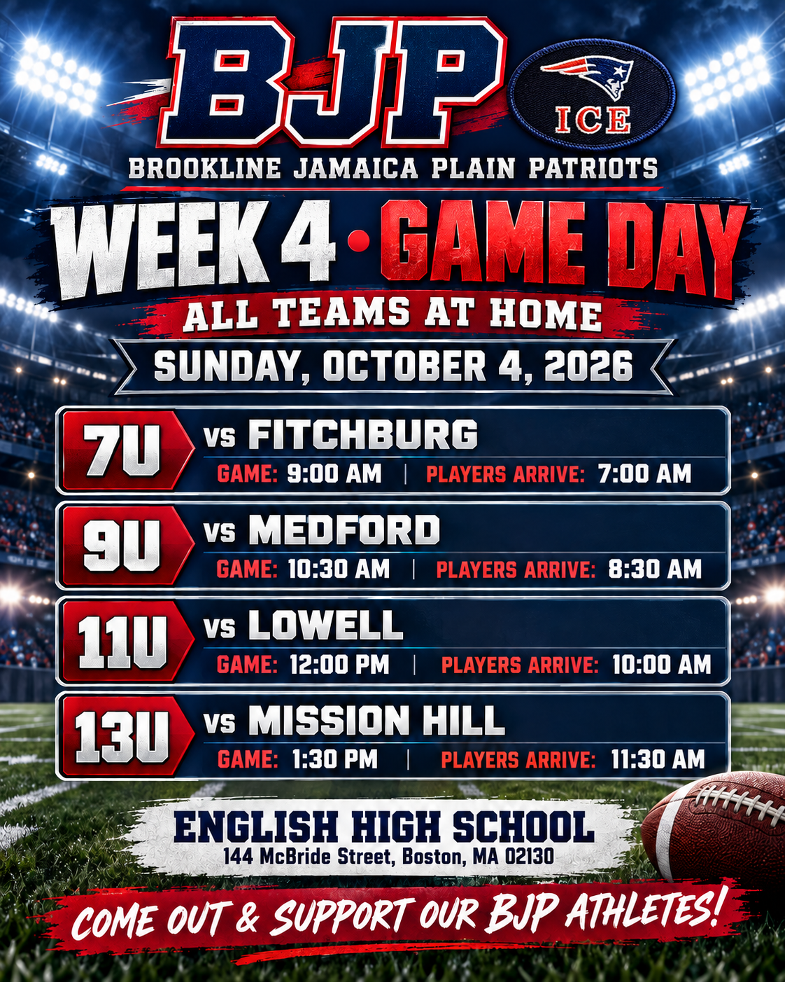Week 4 Game Day — Sunday, October 4 · All Teams at Home graphic 1 of 1