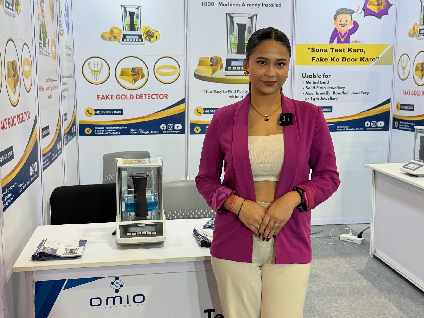 Omio Technologies exhibition booth — Fake Gold Detector display