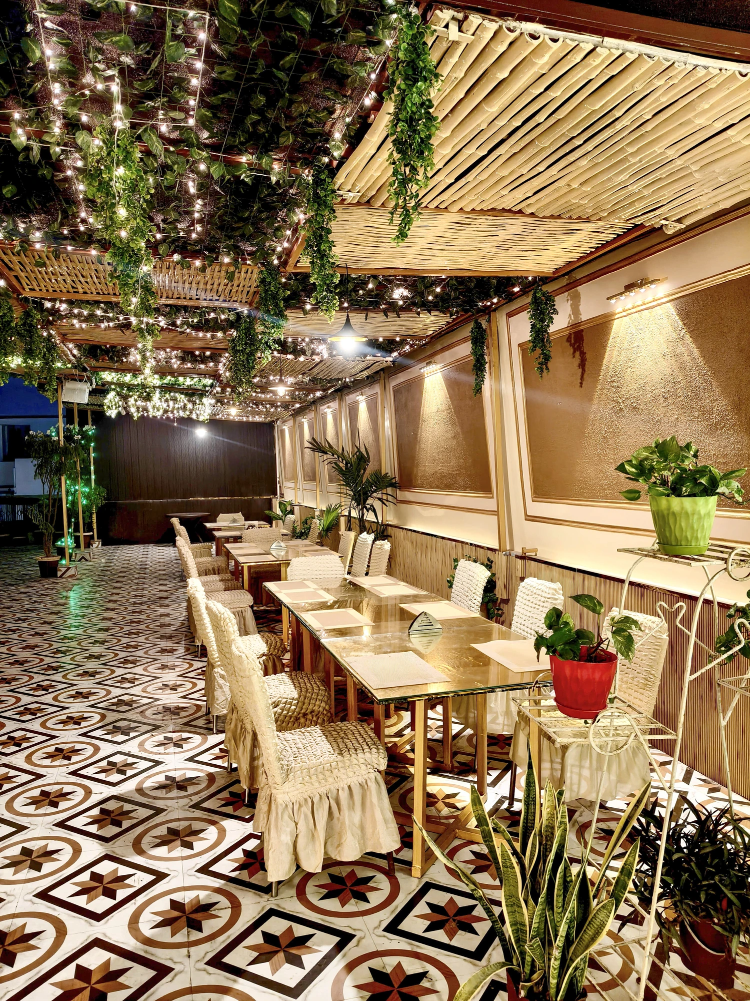 ROOFTOPz Botanical rooftop with fairy lights and hanging greenery, Kankarbagh Patna