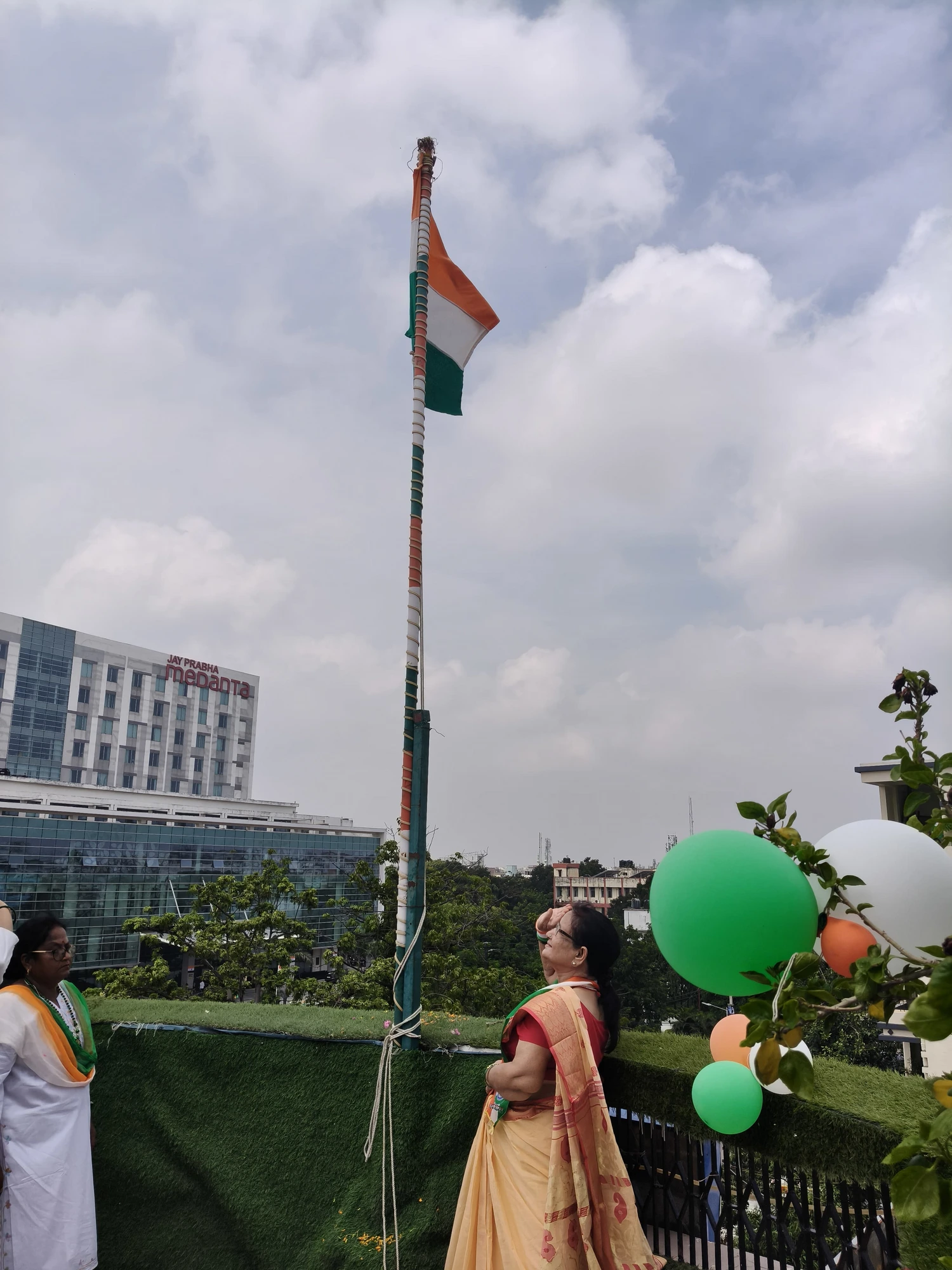 Independence Day flag hoisting on the rooftop of Hotel Virasat Retreat, opposite Medanta Patna