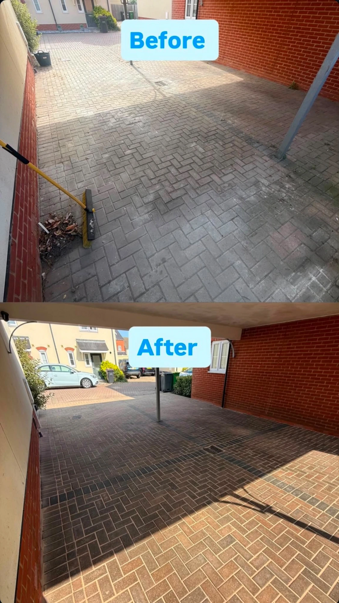 Block Paving Driveway & Re-Sanding — before and after