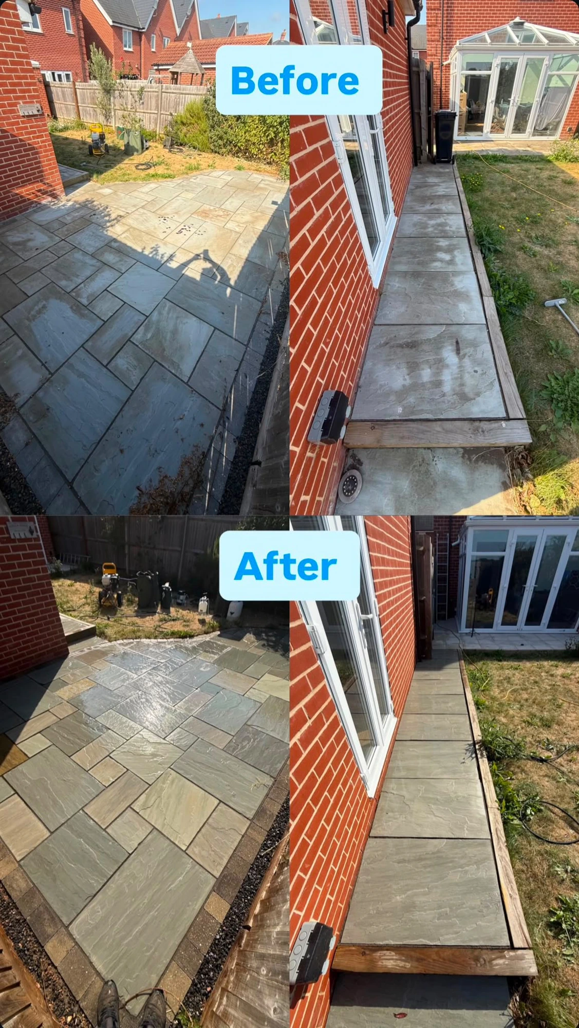 Indian Sandstone Patio Clean — before and after