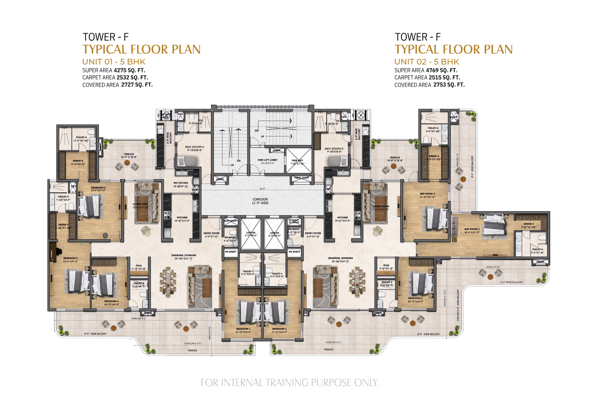 4 BHK + 1 Servant floor plan