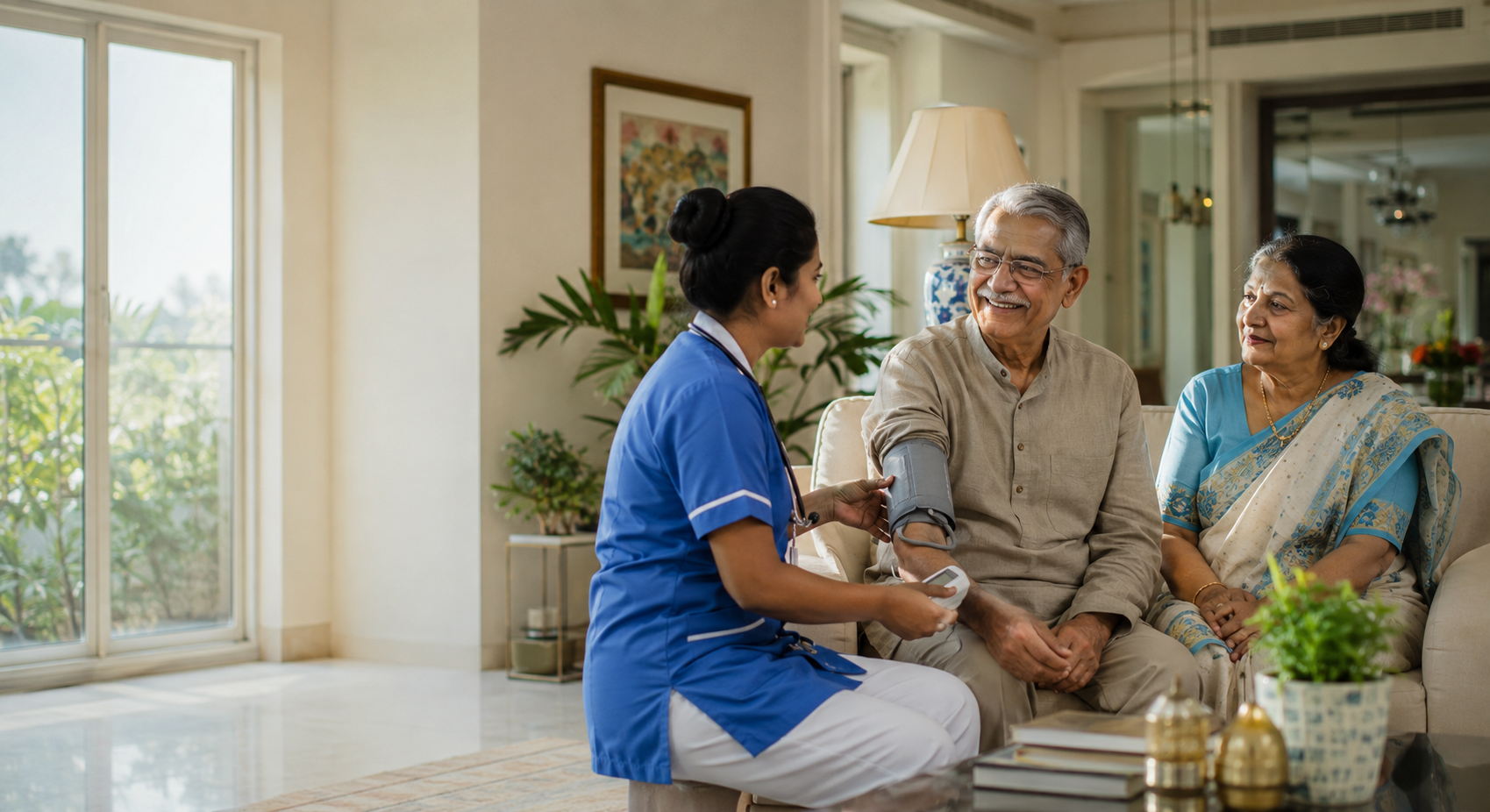 Professional nurse and trained caregiver from Suraksha Care