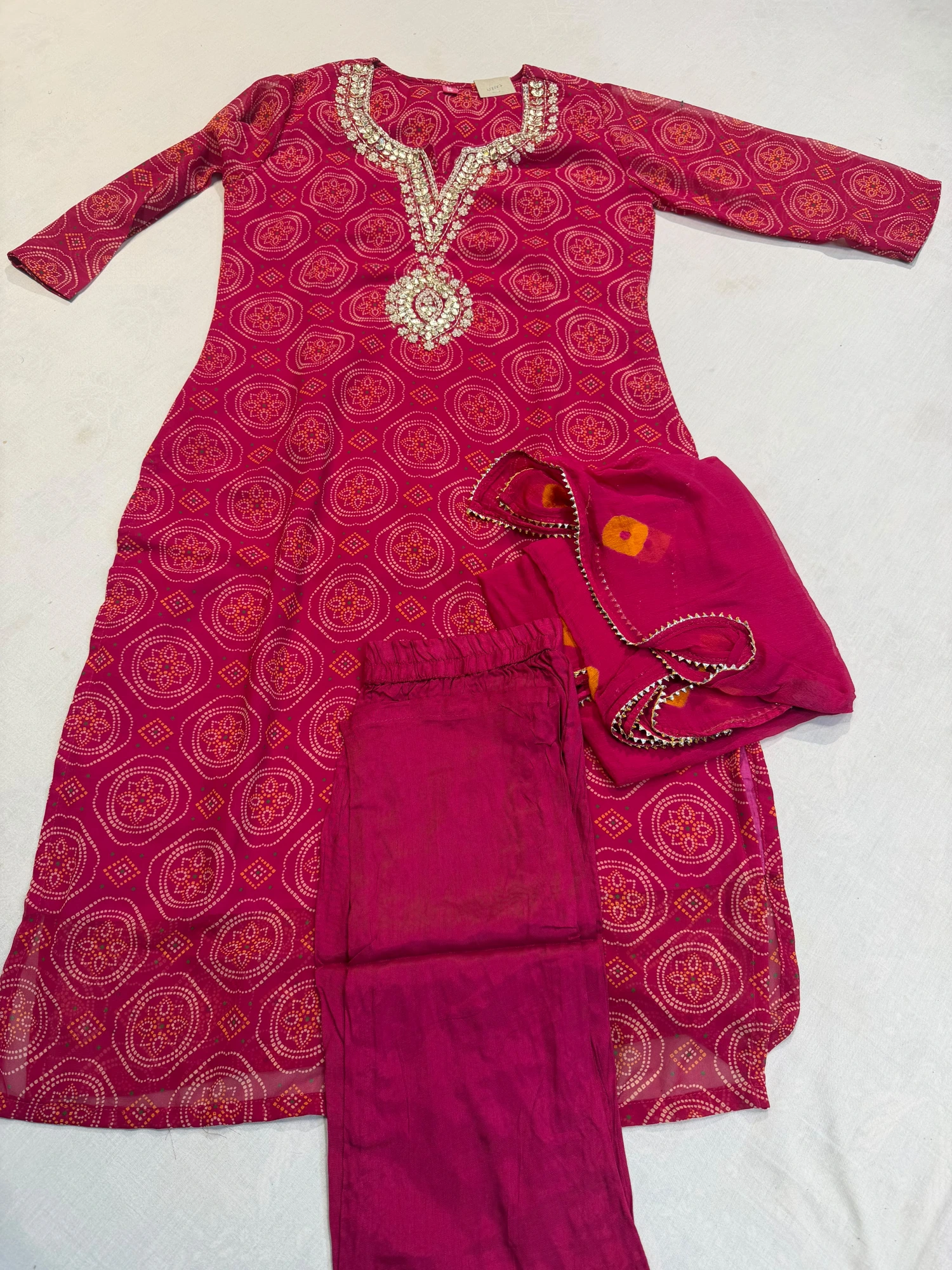 Rani Bandhani Suit Set