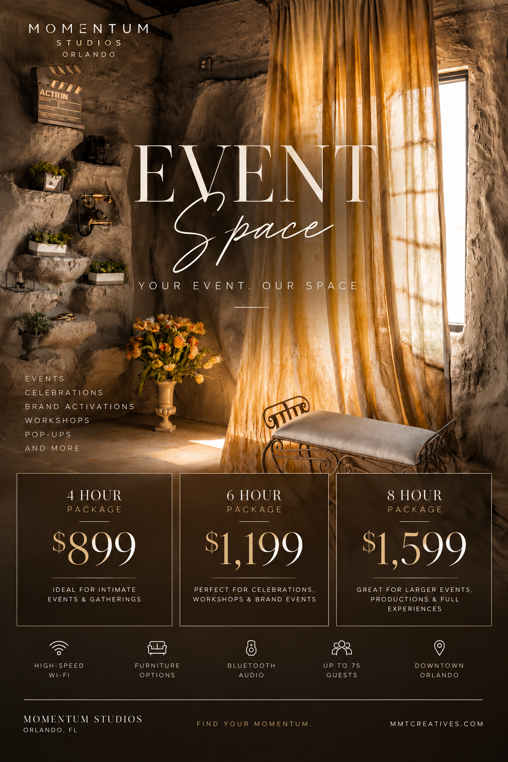 Downtown Orlando event space flyer