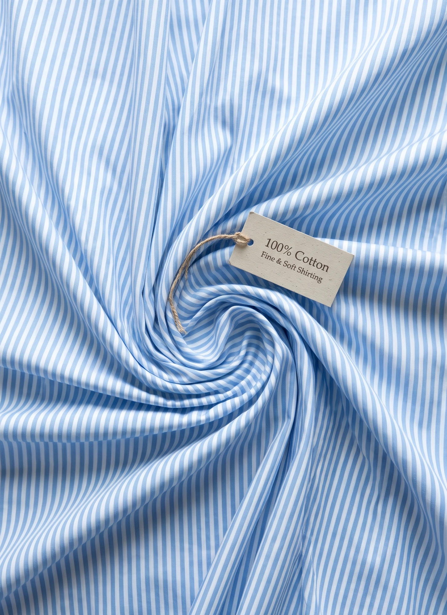 Sky Blue Striped Cotton Shirting
