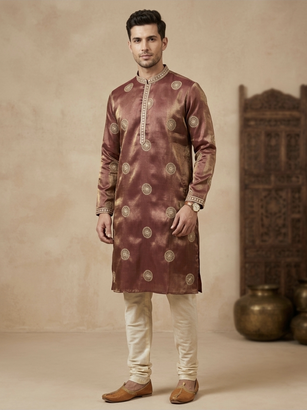 Antique Rose Tissue Kurta
