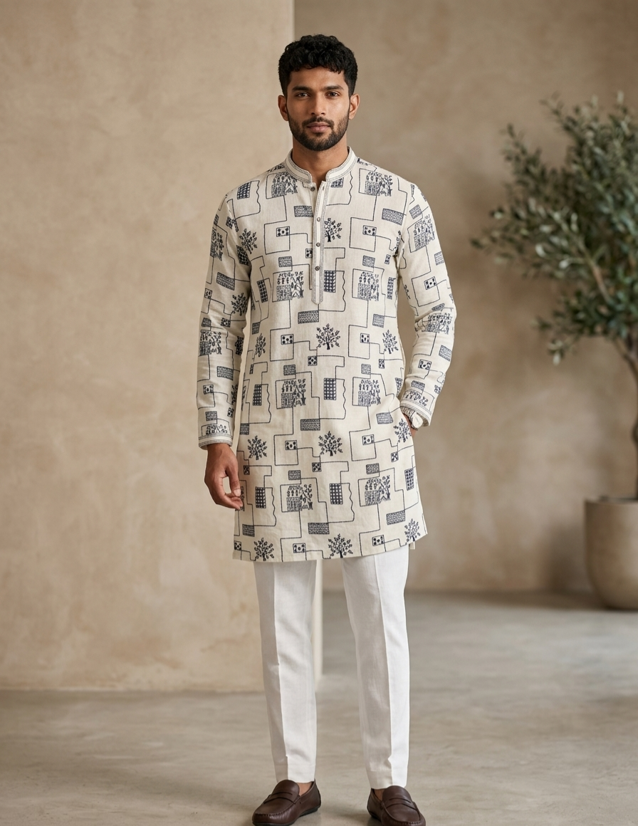 Monochrome Motif Kurta