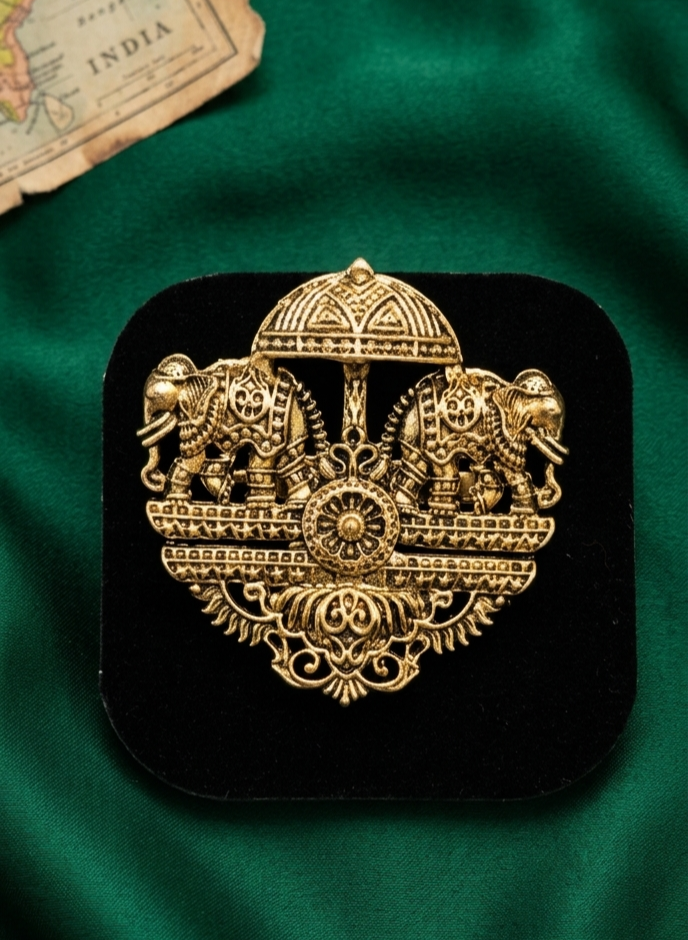 Royal Twin Elephants Brooch