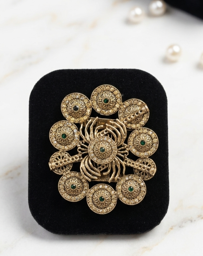 Gold Filigree Mandala Brooch
